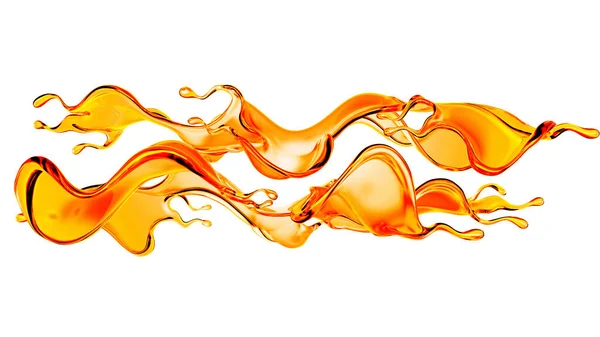 Splash Suco Laranja Renderização Ilustração — Fotografia de Stock