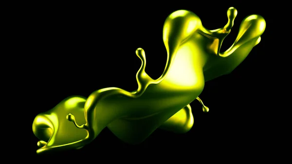 Luxe Gouden Plons Vloeistof Weergave Illustratie — Stockfoto