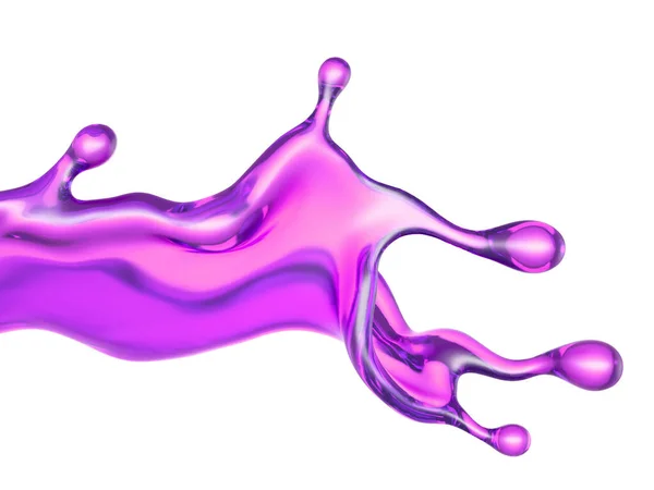 Chorrito Líquido Púrpura Transparente Sobre Fondo Blanco Representación Ilustración — Foto de Stock