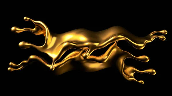 Luxo Dourado Respingo Líquido Renderização Ilustração — Fotografia de Stock