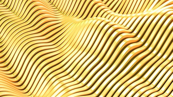 Золотой Металлический Фон Волнами Линиями Рендеринг Иллюстрация — стоковое фото