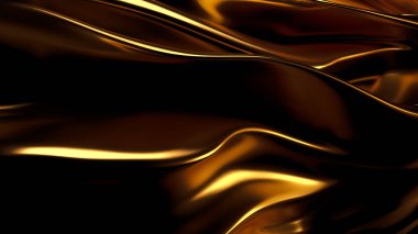 Saten kumaşlı lüks altın arka plan. 3d görüntüleme, 3d illüstrasyon.