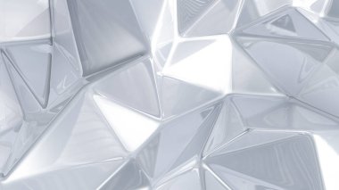 Üçgenli beyaz kristal arka plan. 3d görüntüleme, 3d illüstrasyon.