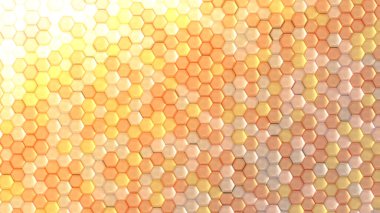 Altılı altın geometrik arkaplan. 3d görüntüleme, 3d illüstrasyon.