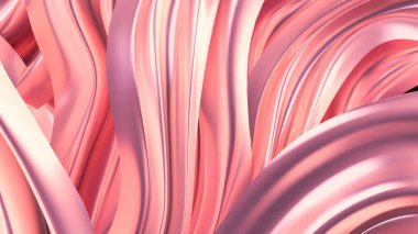 Saten kumaşlı lüks pembe arka plan. 3d görüntüleme, 3d illüstrasyon.