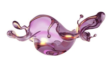 Şeffaf yeşil bir sıvı damlası. 3d görüntüleme, 3d illüstrasyon.