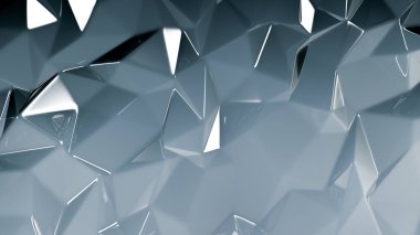 Gri kristal arka plan ve üçgenler. 3d görüntüleme, 3d illüstrasyon.