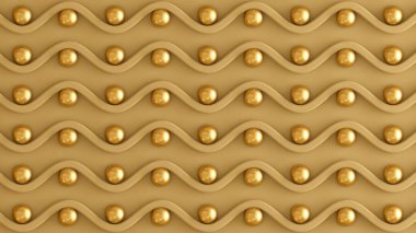 Mimari, iç desen, beyaz, sarı, altın desenli duvar 3D resimleme