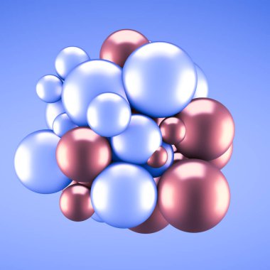 Neşeli, pozitif, parlak, topları olan pastel bir arka plan. 3d görüntüleme, 3d illüstrasyon.