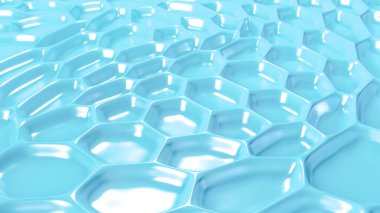 Mavi geometrik arka plan ve rahatlama. 3D çizim, 3D çizim, 3D illüstrasyon.