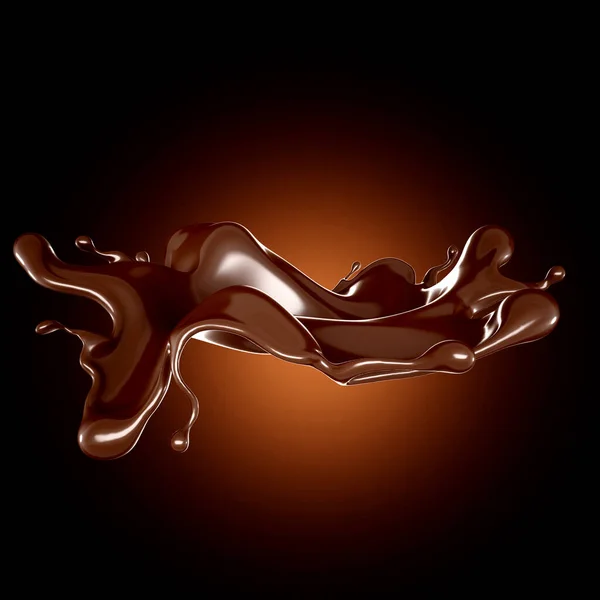 Chorrito Chocolate Sobre Fondo Marrón Representación Ilustración — Foto de Stock