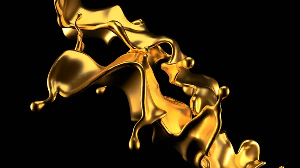 Luxo Dourado Respingo Líquido Renderização Ilustração — Fotografia de Stock