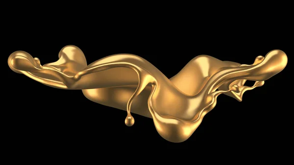 Salpicadura Oro Lujo Líquido Representación Ilustración — Foto de Stock