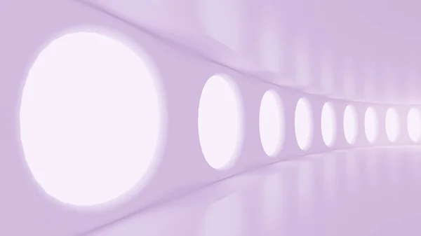 Futurista Luz Roxo Interior Fosco Branco Renderização Ilustração — Fotografia de Stock