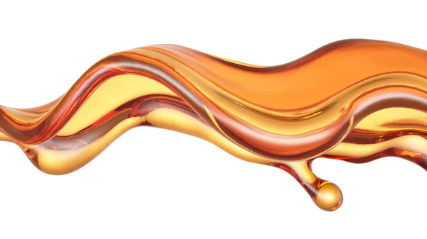 Splash Transparent Orange Liquid White Background Rendering Illustration — Stock Photo, Image