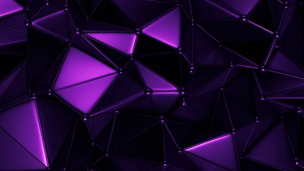 Fundo Cristal Roxo Com Triângulos Renderização Ilustração — Fotografia de Stock