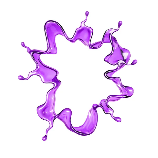 Всплеск Прозрачной Жидкости Фиолетового Цвета Белом Фоне Рендеринг Иллюстрация — стоковое фото