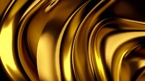 Luxe Gouden Achtergrond Met Satijnen Gordijn Weergave Illustratie — Stockfoto