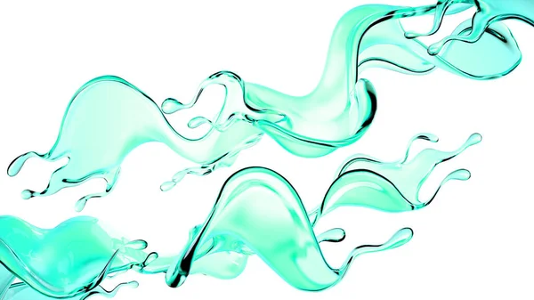 Une Éclaboussure Liquide Transparent Vert Rendu Illustration — Photo