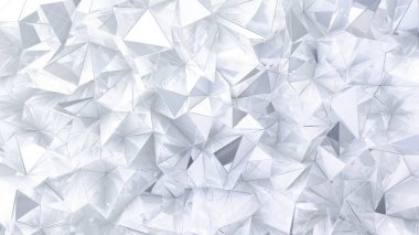 Üçgenli beyaz kristal arka plan. 3d görüntüleme, 3d illüstrasyon.