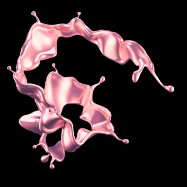 Şatafatlı altın bir sıvı sıçraması. 3d görüntüleme, 3d illüstrasyon.