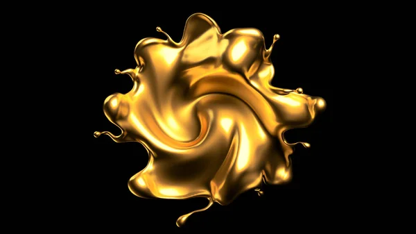 Lusso Spruzzata Oro Liquido Rendering Illustrazione — Foto Stock