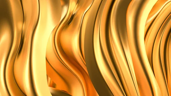Luxurious Golden Background Satin Drapery Rendering Illustration — Stock Photo, Image