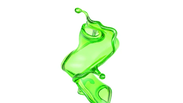 Splash Transparent Liquid Green Color White Background Rendering Illustration — Stock Photo, Image