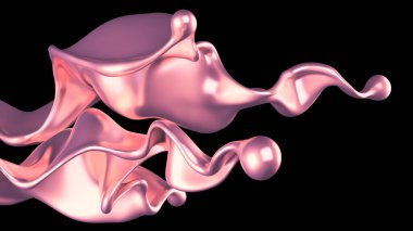 Şatafatlı altın bir sıvı sıçraması. 3d görüntüleme, 3d illüstrasyon.