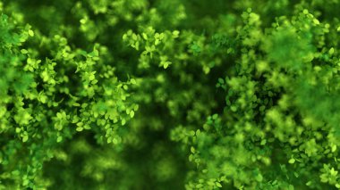 Yapraklarla dolu güzel bir yaz geçmişi var. 3d görüntüleme, 3d illüstrasyon.