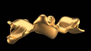 Şatafatlı altın bir sıvı sıçraması. 3d görüntüleme, 3d illüstrasyon.