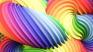 Soyut gökkuşağı pastel şekli. 3d görüntüleme, 3d illüstrasyon.