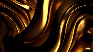 Saten kumaşlı lüks altın arka plan. 3d görüntüleme, 3d illüstrasyon.