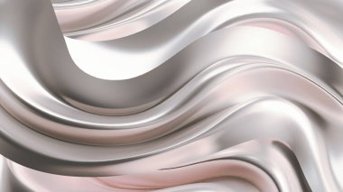 Saten kumaşlı, gümüş renkli bir arka plan. 3d görüntüleme, 3d illüstrasyon.