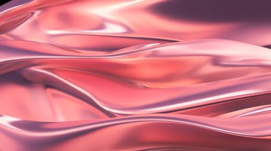 Saten kumaşlı lüks pembe arka plan. 3d görüntüleme, 3d illüstrasyon.