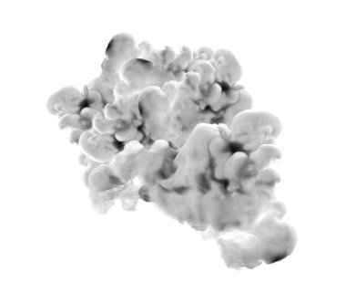 Beyaz arka planda gri duman. 3d görüntüleme, 3d illüstrasyon.