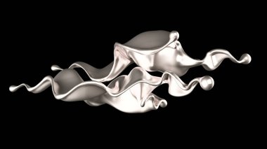 Lüks gümüş bir sıvı sıçraması. 3d görüntüleme, 3d illüstrasyon.