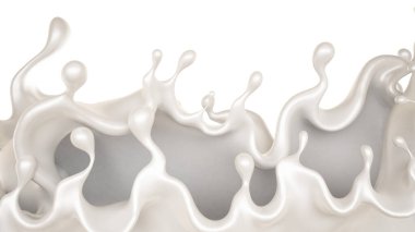 Kalın beyaz bir sıvı damlası. 3d görüntüleme, 3d illüstrasyon.