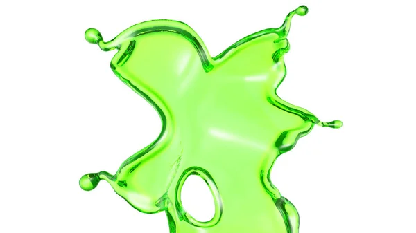 Splash Van Transparante Vloeistof Van Een Groene Kleur Een Witte — Stockfoto