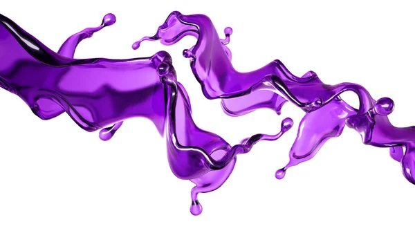Splash Transparent Liquid Purple Color White Background Rendering Illustration — Stock Photo, Image