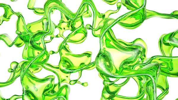 Una Spruzzata Liquido Verde Trasparente Rendering Illustrazione — Foto Stock