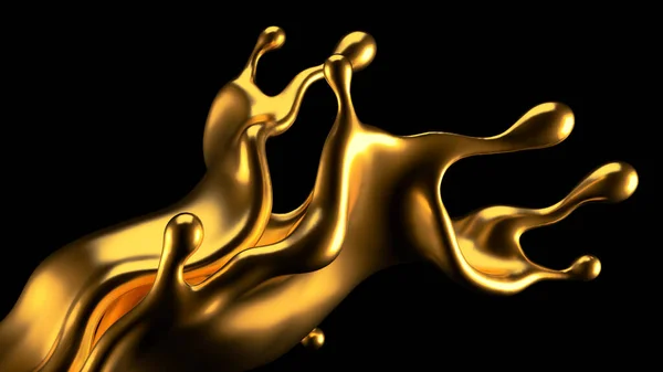 Luxury Golden Splash Liquid Rendering Illustration — Stock Photo, Image