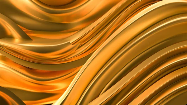Luxus Arany Háttér Szatén Függönyökkel Renderelés Illusztráció — Stock Fotó