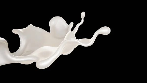 Всплеск Молока Черном Фоне Рендеринг Иллюстрация — стоковое фото