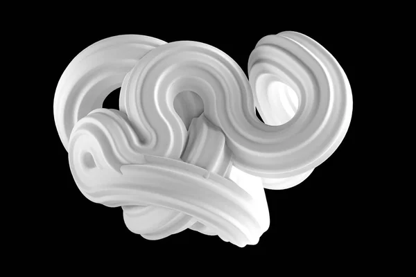 黒の背景に白の抽象的な形 3Dレンダリング 3Dイラスト — ストック写真
