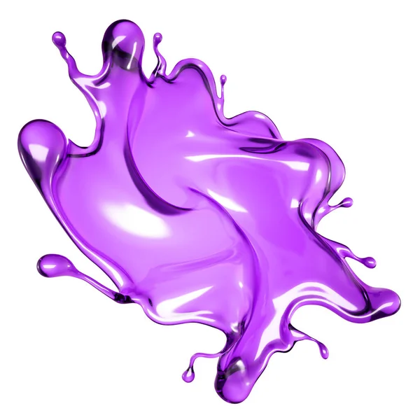 Una Spruzzata Liquido Trasparente Colore Viola Fondo Bianco Rendering Illustrazione — Foto Stock