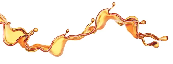 Всплеск Прозрачной Оранжевой Жидкости Белом Фоне Рендеринг Иллюстрация — стоковое фото