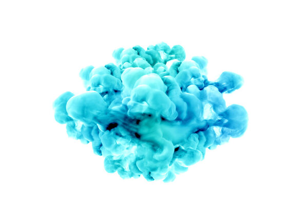 Turquoise smoke on a white background. 3d rendering, 3d illustration.