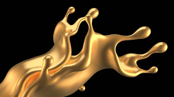 Luxury Golden Splash Liquid Rendering Illustration — Stock Photo, Image
