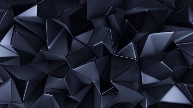 Mavi kristal arka plan ve üçgenler. 3d görüntüleme, 3d illüstrasyon.